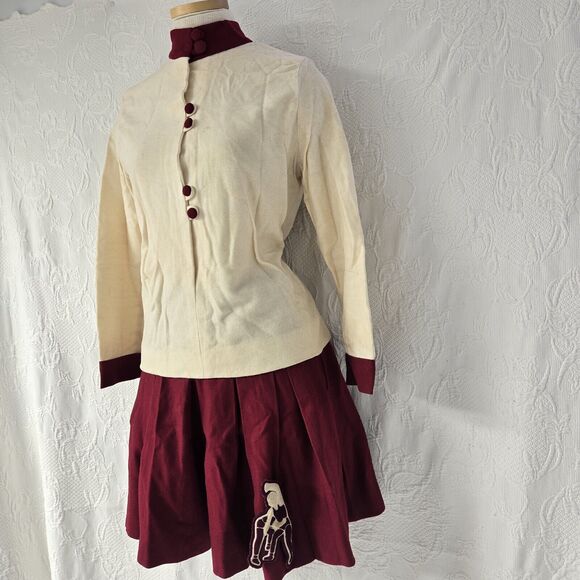 Vintage 60s Wrestling Outfit Patchwork High Waist Sweater Cheerleader Costume - Picture 2 of 14